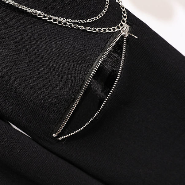 Nomikuma Chain Zipper Hole Women Knitted Harem Pants Lace Up High Waist Cargo Trousers Autumn Winter New Sweater Pants 6C665 210427