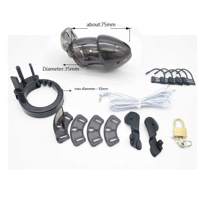 CHASTE BIRD Factory Price Electro Shock Male Chastity Device Cock Cage With Adjustable Cuff Ring Penis Lock Belt Sex Toys A175 210408