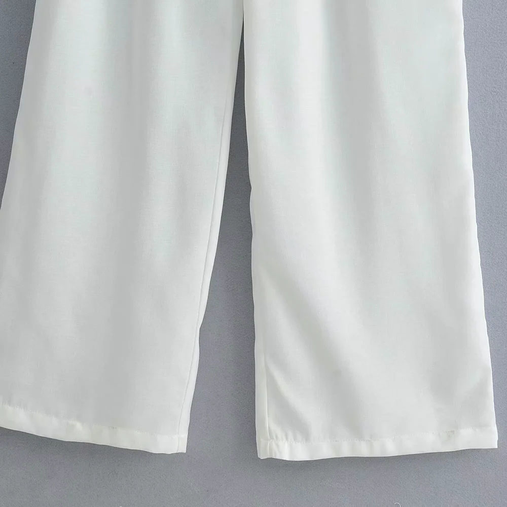 BBWM Europe and America's Single-breasted Waistband Jumpsuit V-neck Loose Lace Up Jumpsuit 210520