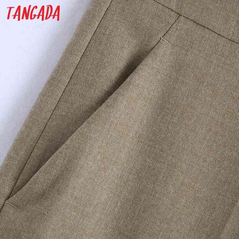 Women Khaki Suit Pants Vintage High Waist Zipper Fly Female Causal Trousers Mujer BE387 210416