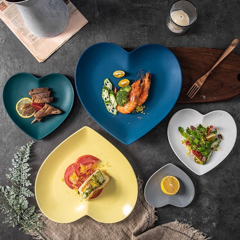 

Dishes & Plates European Solid Heart Shape Ceramic Plate Lover's Porcelain Dinner Dish Anti-skid Steak Fruit Tray Salad Nuts Snack Tableware