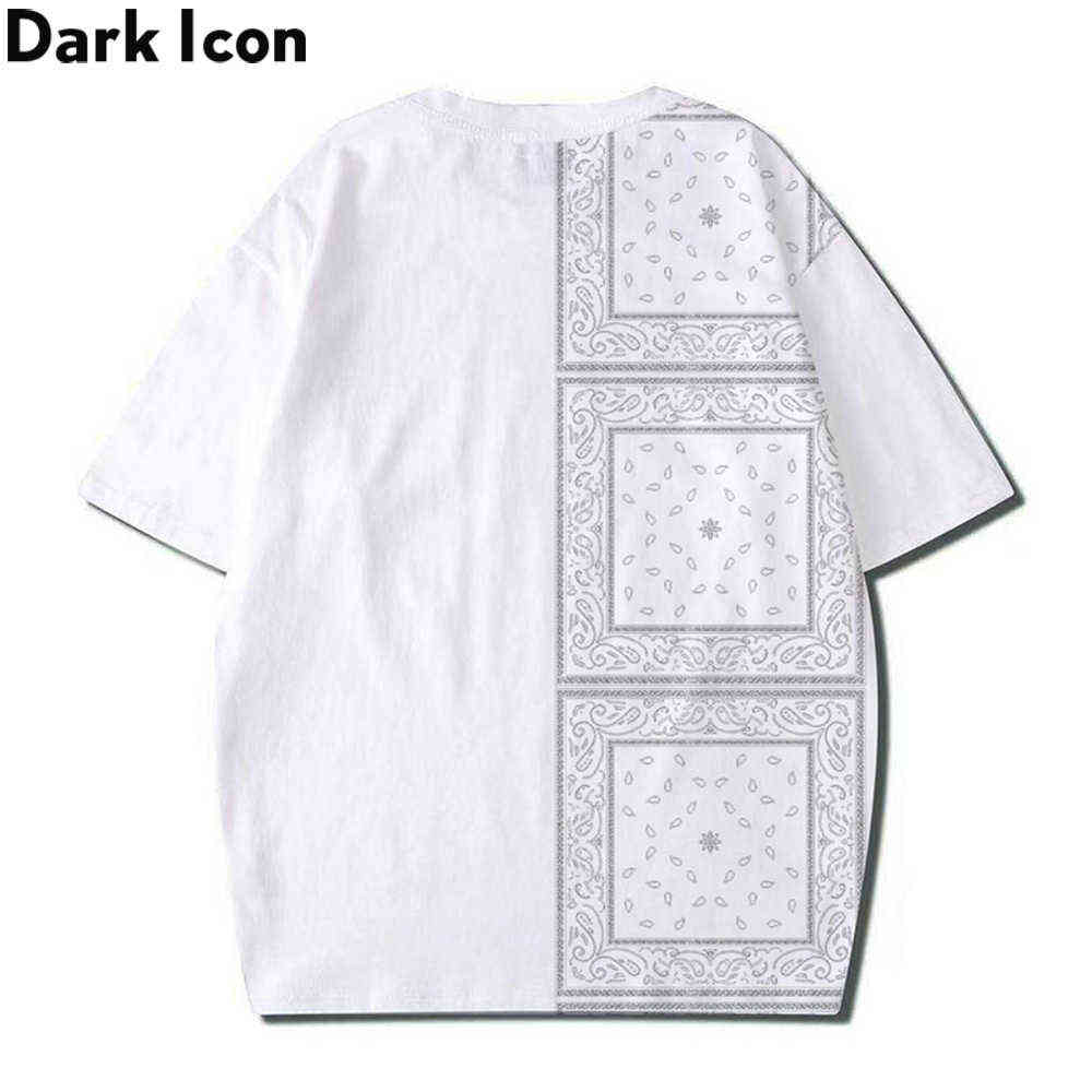Bandana Patchwork Hip Hop T-shirt Summer Round Neck Hipster Tshirts Man Clothing 210603