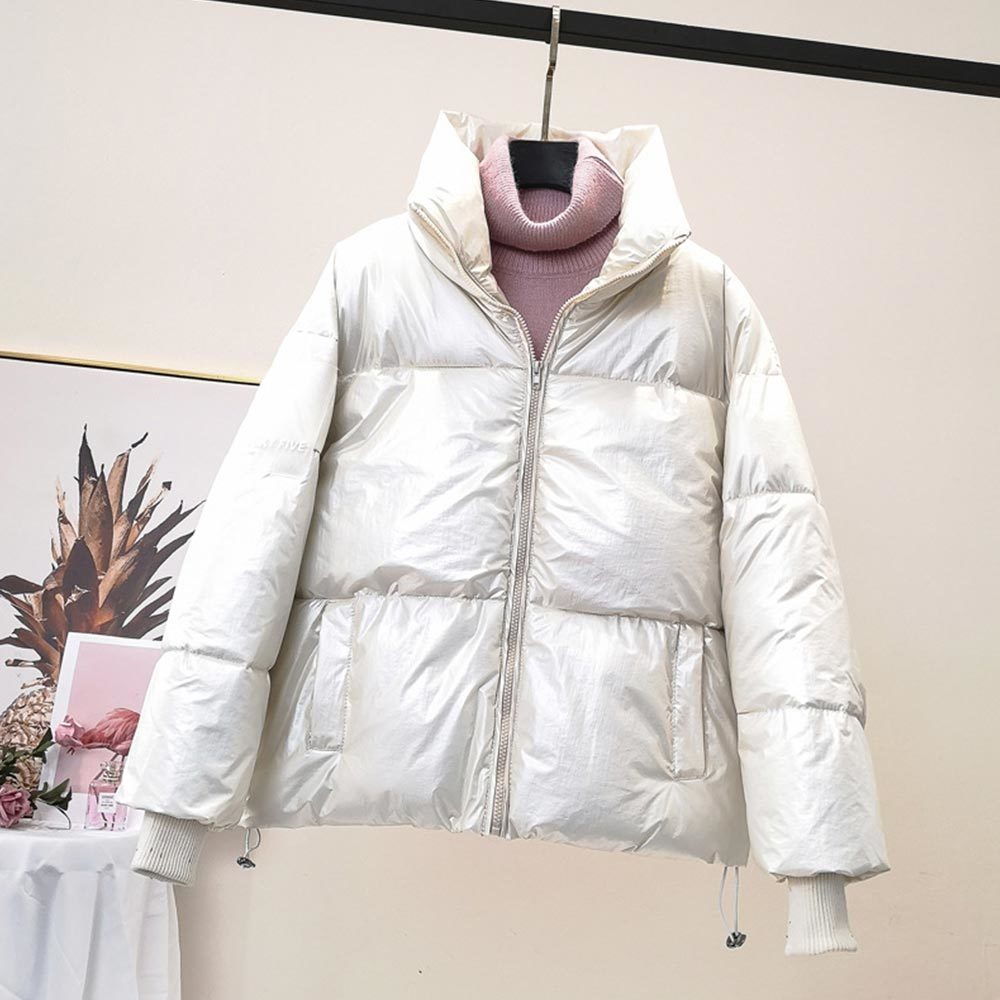 Female Glossy Parka Winter Jacket Women Large Size Thick Loose White Duck Coat Waterproof Outerwear 210428