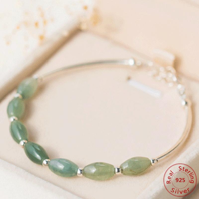 Beaded, Strands Women's Authentic 925 Sterling Silver Natural Oval Green Stone &Round Ball Bangle Bracelet Cuff, Black
Beaded, Strands Women's Authentic 925 Sterling Silver Natural Oval Green Stone &Round Ball Bangle Bracelet Cuff, Black