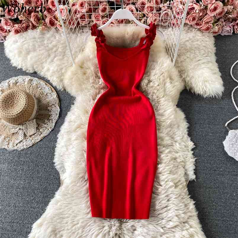 Summer Women Dress Korean Fashion Robe Ruffles Sling Knitted Bodycon Dresses Solid Sleeveless Temperament Vestidos Jumer 210519, Black
Summer Women Dress Korean Fashion Robe Ruffles Sling Knitted Bodycon Dresses Solid Sleeveless Temperament Vestidos Jumer 210519, Black