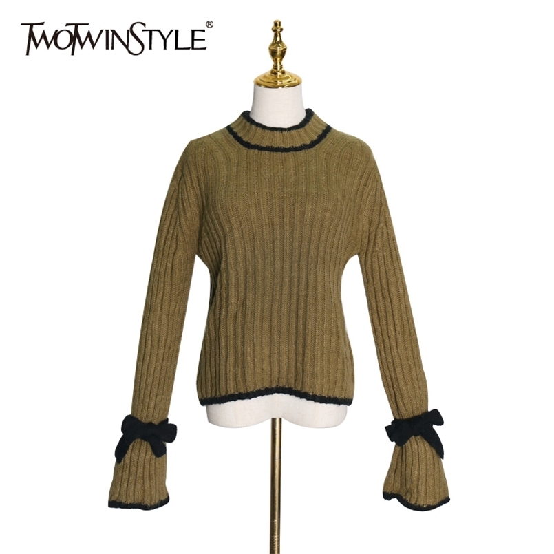 Elegant Lace Up Bowknot Sweater For Women Turtleneck Flare Sleeve Hit Color Casual Sweaters Female Fashion Clothing 210524, White
Elegant Lace Up Bowknot Sweater For Women Turtleneck Flare Sleeve Hit Color Casual Sweaters Female Fashion Clothing 210524, White