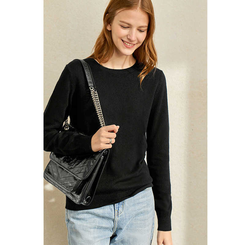 Knitted Sweater Winter Women Fashion Solid Round Neck Long Sleeve Elegant Female Pullover 11970815 210527