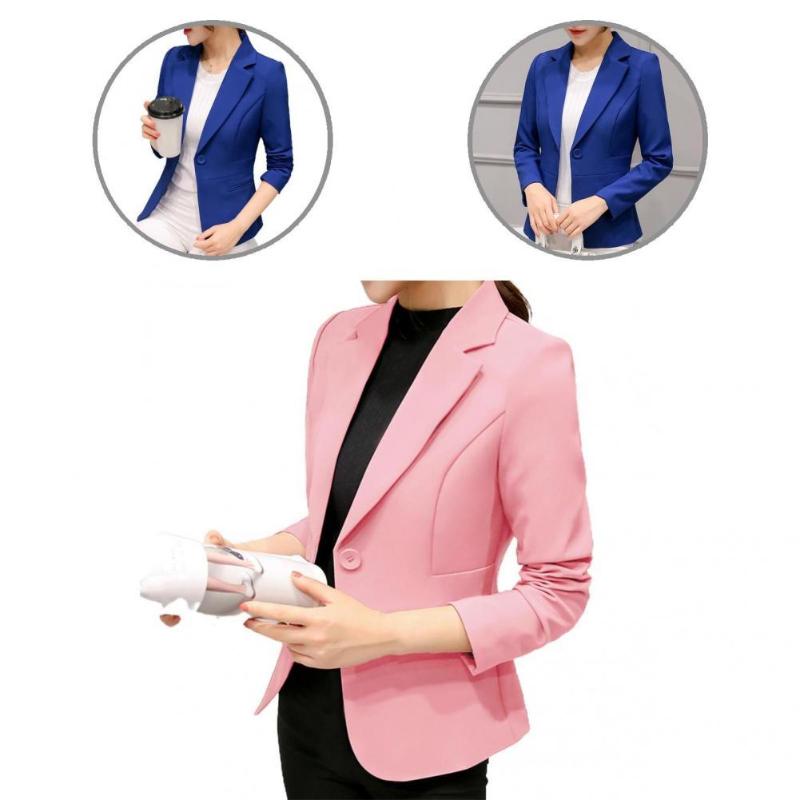 Women' Suits & Blazers Autumn Blazer Simple Single Button Pockets Coat Women, Pink