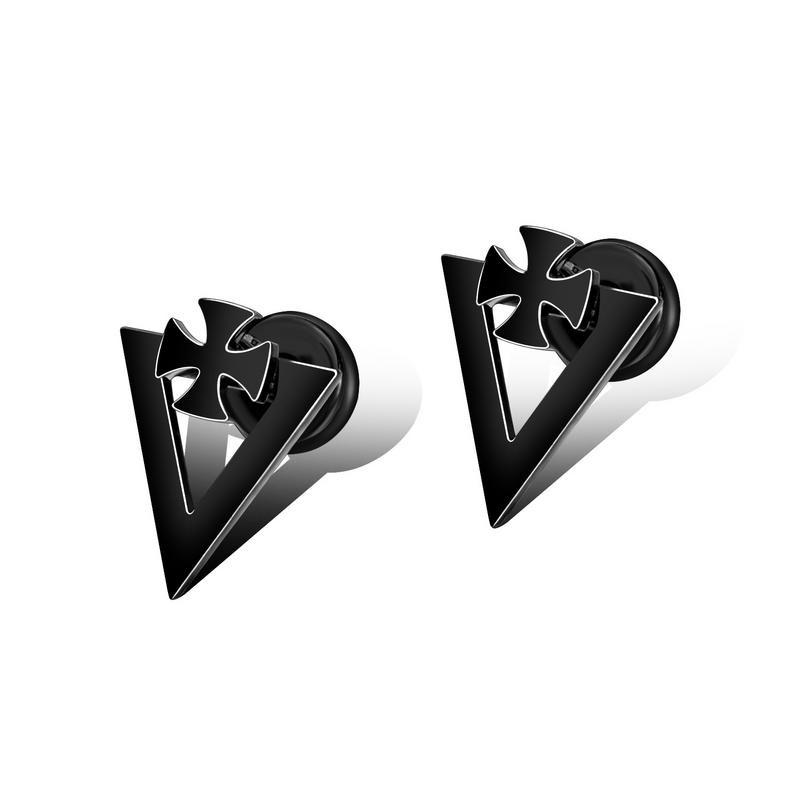 Stud 1 Pair Punk Black Titanium Steel Iron Cross Earrings Men Cool Triangle Arrow Earring For Male Fashion Jewelry Drop
Stud 1 Pair Punk Black Titanium Steel Iron Cross Earrings Men Cool Triangle Arrow Earring For Male Fashion Jewelry Drop