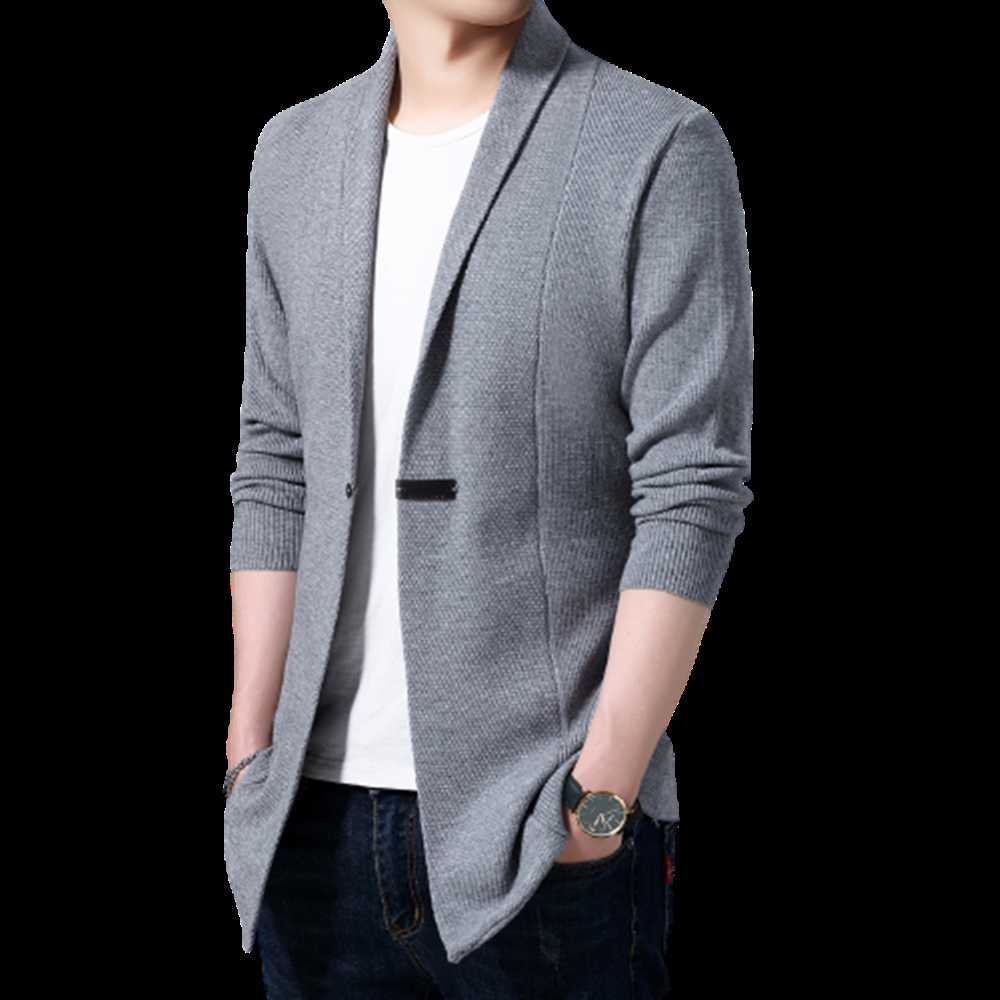 Cardigan Mens Sweaters Spring Autumn Men Casual Cardigan Jacket Man Solid Color Long Sweater Windbreaker Single Button Coats 210818