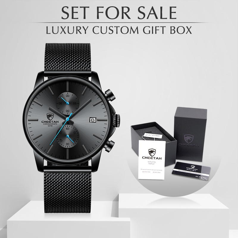 Men Watch With Box CHEETAH Top Brand Waterproof Chronograph Watches Mens Business Quartz Wristwatch Set for Sale 210517, Gold black box
Men Watch With Box CHEETAH Top Brand Waterproof Chronograph Watches Mens Business Quartz Wristwatch Set for Sale 210517, Gold black box