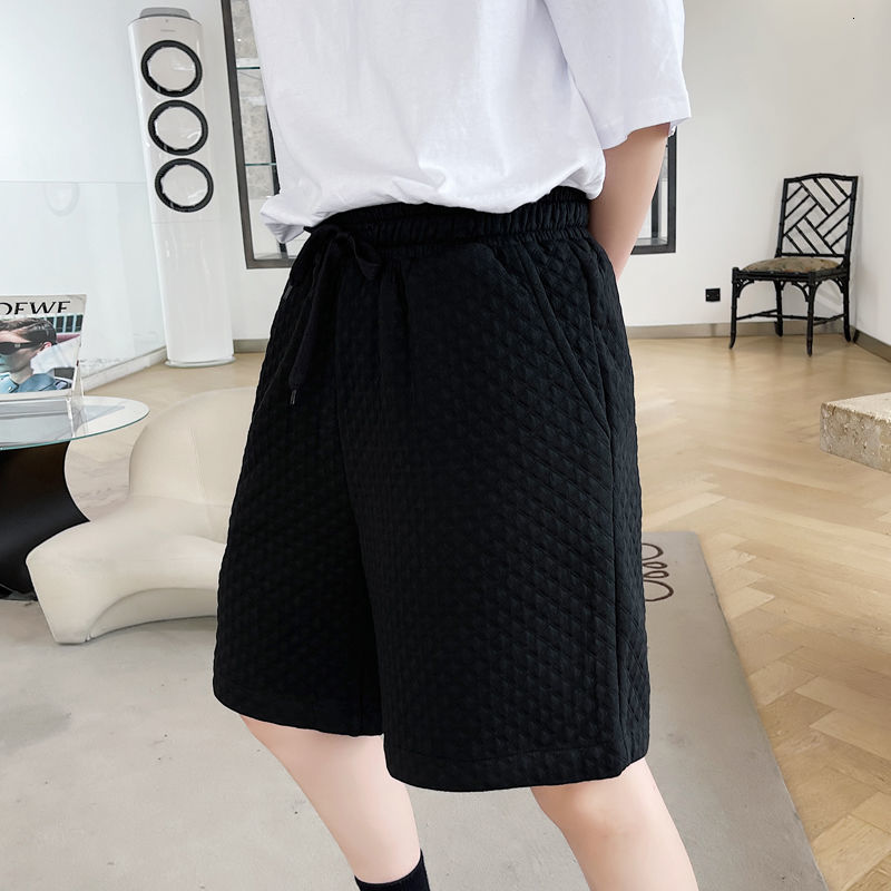 IEFB Diamond Embossed Solid Color Elastic Waist Loose Shorts Summer Men's Shorts Casual Shorts Korean Streetwear 9Y7020 210524