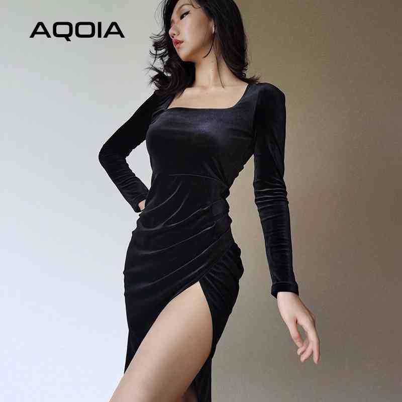 Spring Vintage Black Vlevt Women Mini Dress Sexy Sheath Long Sleeve Empire Ladies es Square Collar Slit Party 210521
Spring Vintage Black Vlevt Women Mini Dress Sexy Sheath Long Sleeve Empire Ladies es Square Collar Slit Party 210521