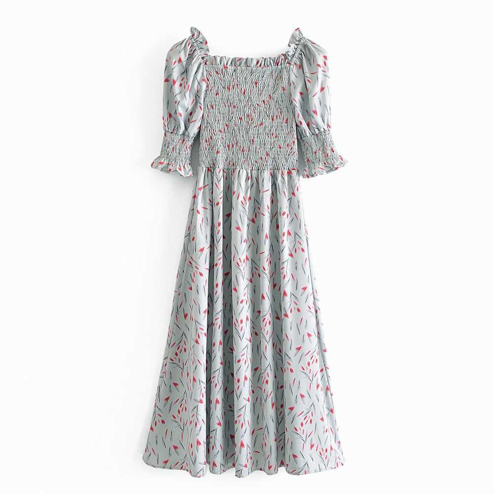 Women Midi Dress Summer Arrival Puff Sleeve Slash Frill Neck Stretch Shirred Bust Sundress 210602, As photo
Women Midi Dress Summer Arrival Puff Sleeve Slash Frill Neck Stretch Shirred Bust Sundress 210602, As photo