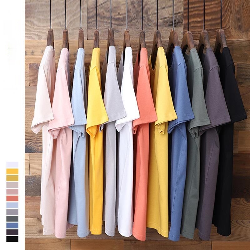 Oversized T Shirt Men Short Sleeve T-shirts for Men/women Summer Spring Solid Black White Tee Shirts Male Loose Style 100%Cotton 210601