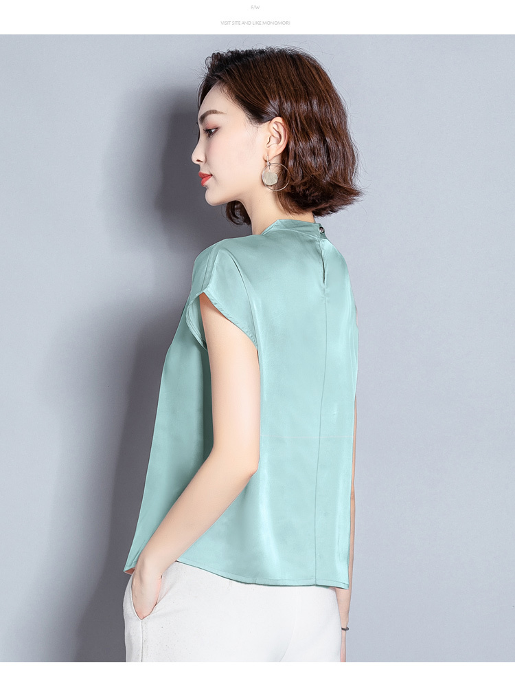 blusas mujer de moda women's blouses summer short sleeve solid chiffon women tops o-neck plus size 4896 50 210508