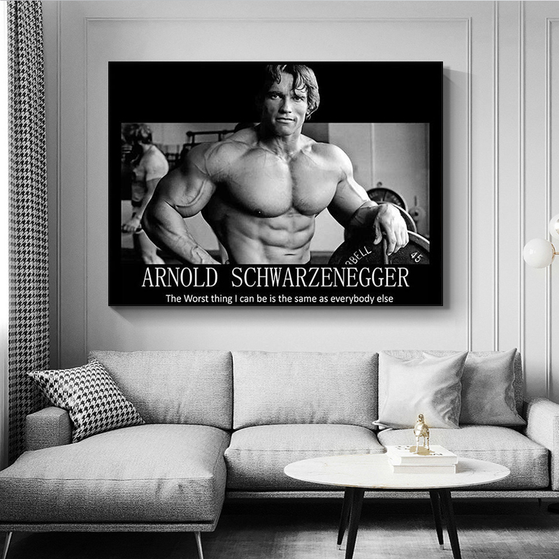 Arnold Schwarzenegger-Bodybuilding Motivational Quote Canvas Poster Gym Room Fitness Sports Picture