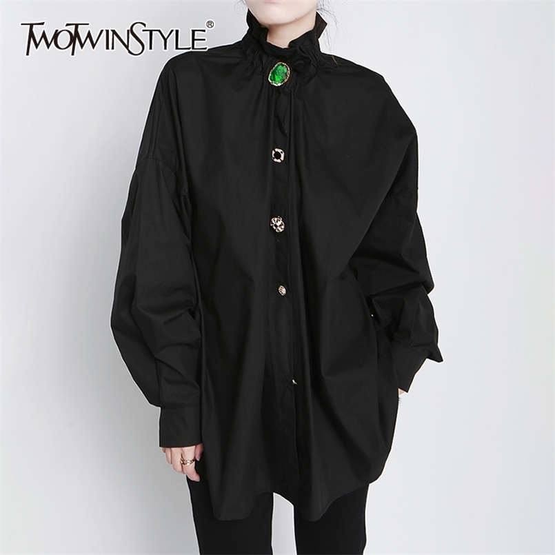 Patchwork Diamonds Oversized Shirt For Women High Collar Lantern Sleeve Loose Solid Color Casual Shirts Female 210524, Black
Patchwork Diamonds Oversized Shirt For Women High Collar Lantern Sleeve Loose Solid Color Casual Shirts Female 210524, Black