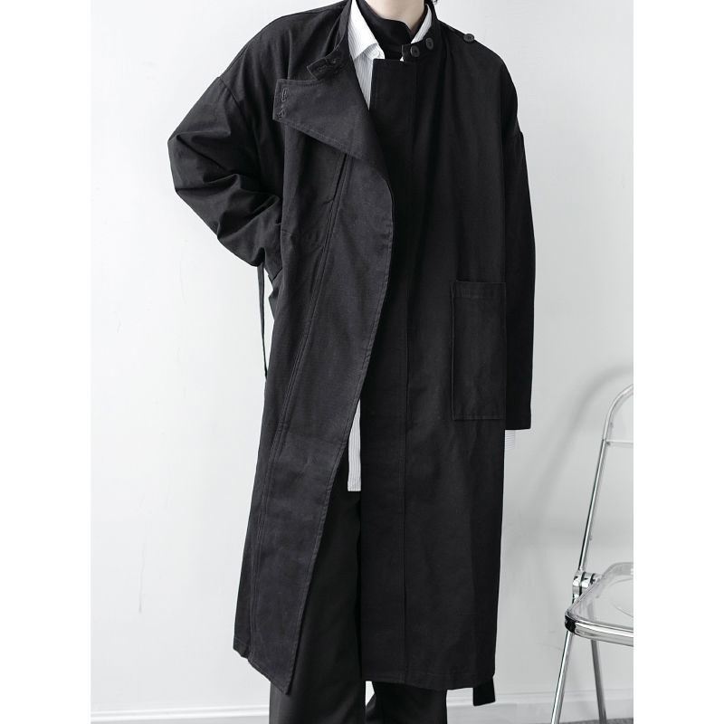 IEFB /men's wear niche asymmetric trench coat spring couple Korean style big size loose bandage windbreaker 9Y3945 210524