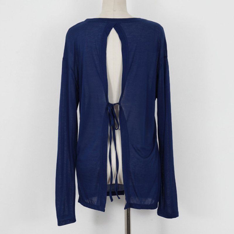 Autumn Thin Sexy Long Sleeve Shirts For Arrival Backless Cotton White Blouse Women Casual Plus Size Top Mujer 12178 210415