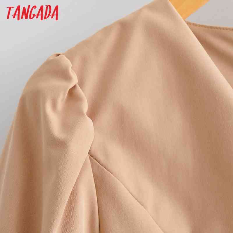 Summer Women Vintage Midi V Neck Short Sleeve Ladies Elegant Dress Vestidos AI02 210416