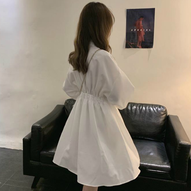 Woman Dress Long Sleeve Preppy Style Solid Sweet undefined Dresses Simple Elegant Pleated Japanese Students Womens Streetwear 210409