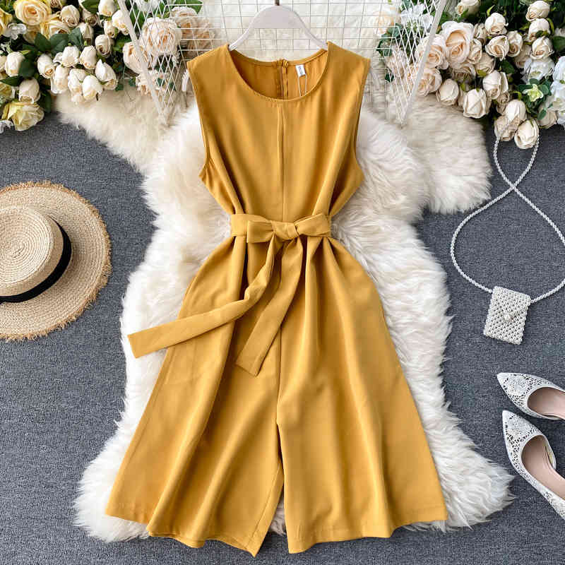 Summer Commuter Sleeveless Women's Simple Pure Color Wide Leg Short Jumpsuit LL033, Green
Summer Commuter Sleeveless Women's Simple Pure Color Wide Leg Short Jumpsuit LL033, Green