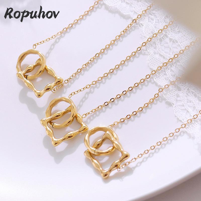 Chains Ropuhov 2021 Woman Stainless Steel Plated Geometric Round Square Buckle Pendant Necklace Jewelry Girls Christmas Gift
Chains Ropuhov 2021 Woman Stainless Steel Plated Geometric Round Square Buckle Pendant Necklace Jewelry Girls Christmas Gift