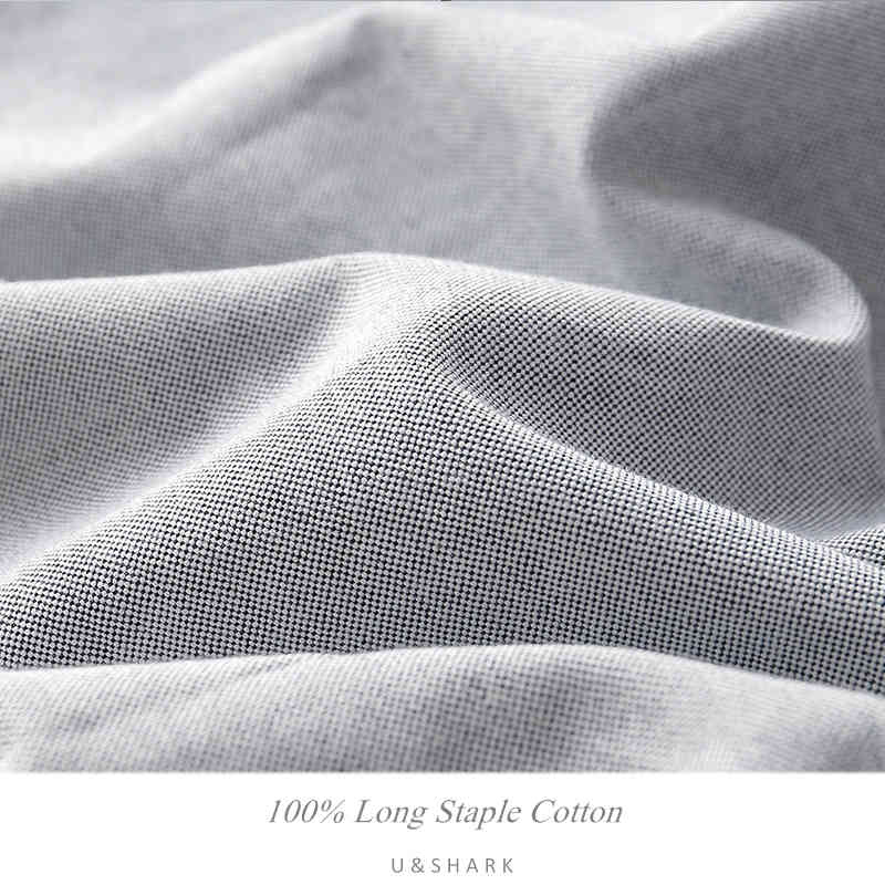 U&SHARK Long-Staple Cotton Oxford Shirt Long Sleeve Men Blouse Casual White Shirt Classic Mens Dress Shirts Striped Plaid Male 210410