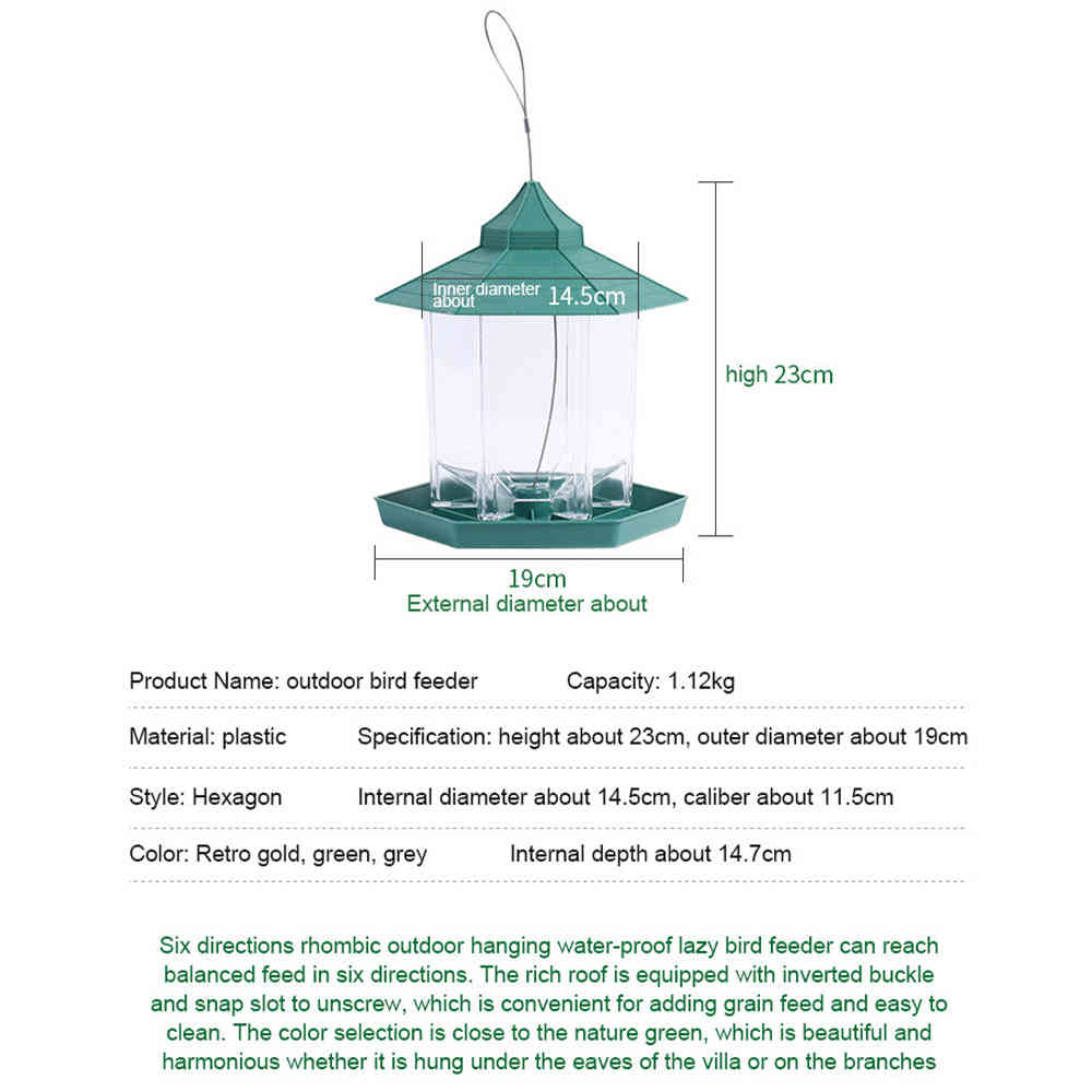 Hanging Wild Bird Feeder Outdoor Bird Feeders Food Container Gazebo Bird Feeder For Garden Yard Decoration And Kids