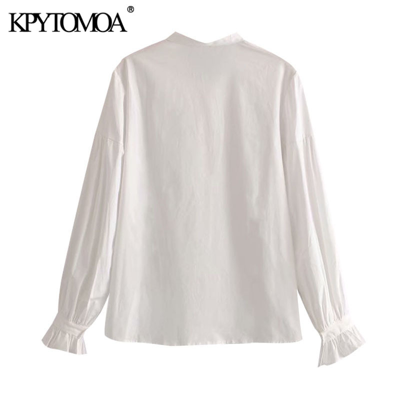 Women Fashion With Bow Tied Loose Soft Touch Blouses Long Sleeve Button-up Female Shirts Chic Tops 210420