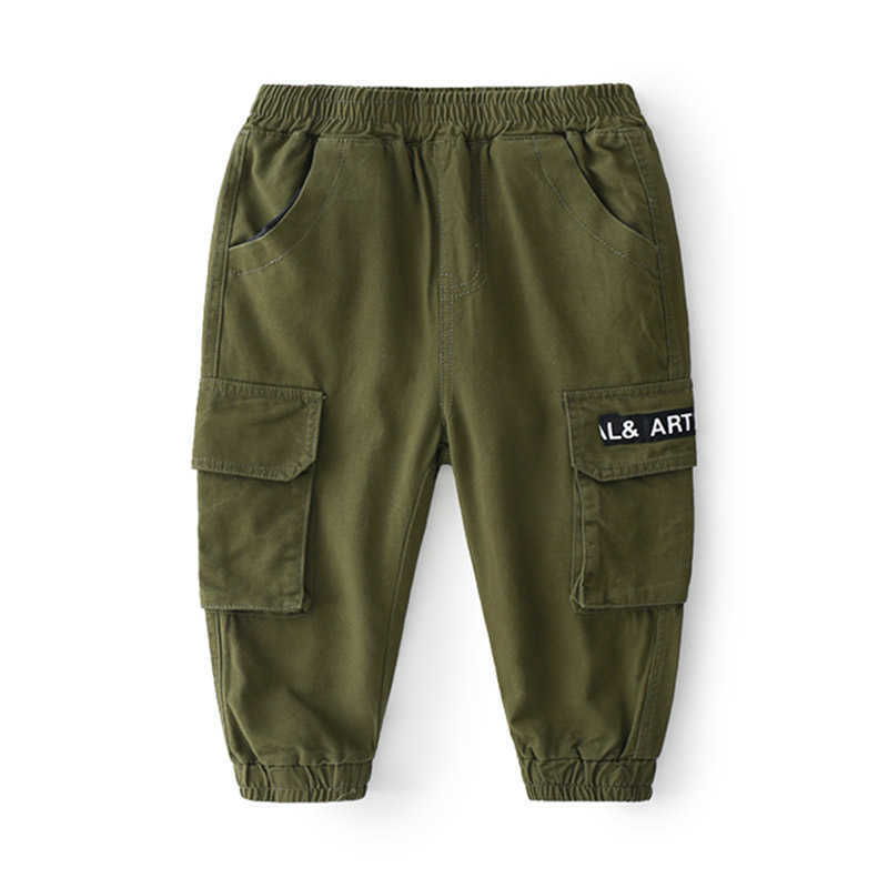 Baby Cargo Pants Spring Kid's Clothes Children's Letter Trousers Big Pocket Elastic Long Pants For Boys 2-7-9-10 Years 210701