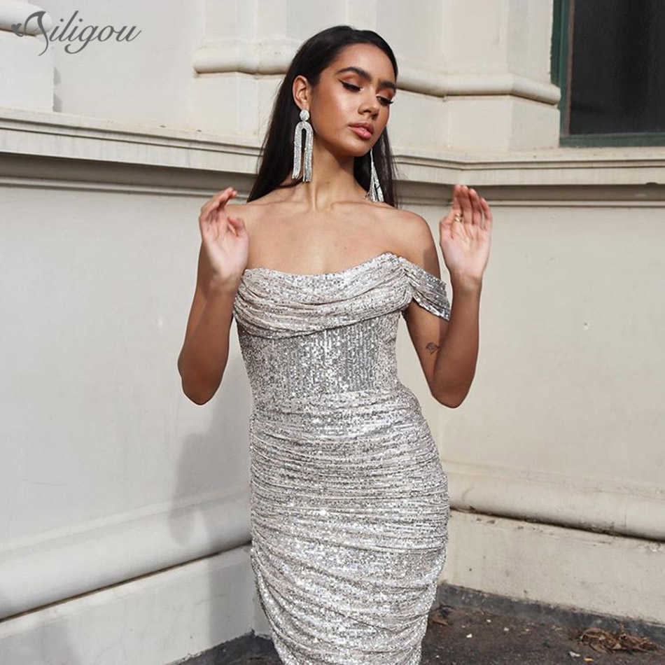 High Quality Elegant Female Sexy One-Shoulder Open Back Sleeveless Sequined Fashion Drape Split Party Dress 210527, Silver
High Quality Elegant Female Sexy One-Shoulder Open Back Sleeveless Sequined Fashion Drape Split Party Dress 210527, Silver