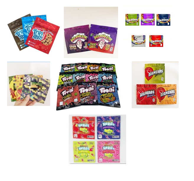 Edible Gummies Bag Sweedtarts rope bites warheads errlli Trolli Trrlli Jolly Rancher airheads Trips ahoy Cookies packaging
Edible Gummies Bag Sweedtarts rope bites warheads errlli Trolli Trrlli Jolly Rancher airheads Trips ahoy Cookies packaging
