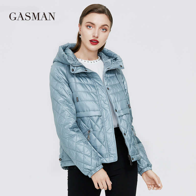 GASMAN spring cotton solid short puffer Jacket for women zipper down parka Women autumn clothes hooded jacket coat 211013