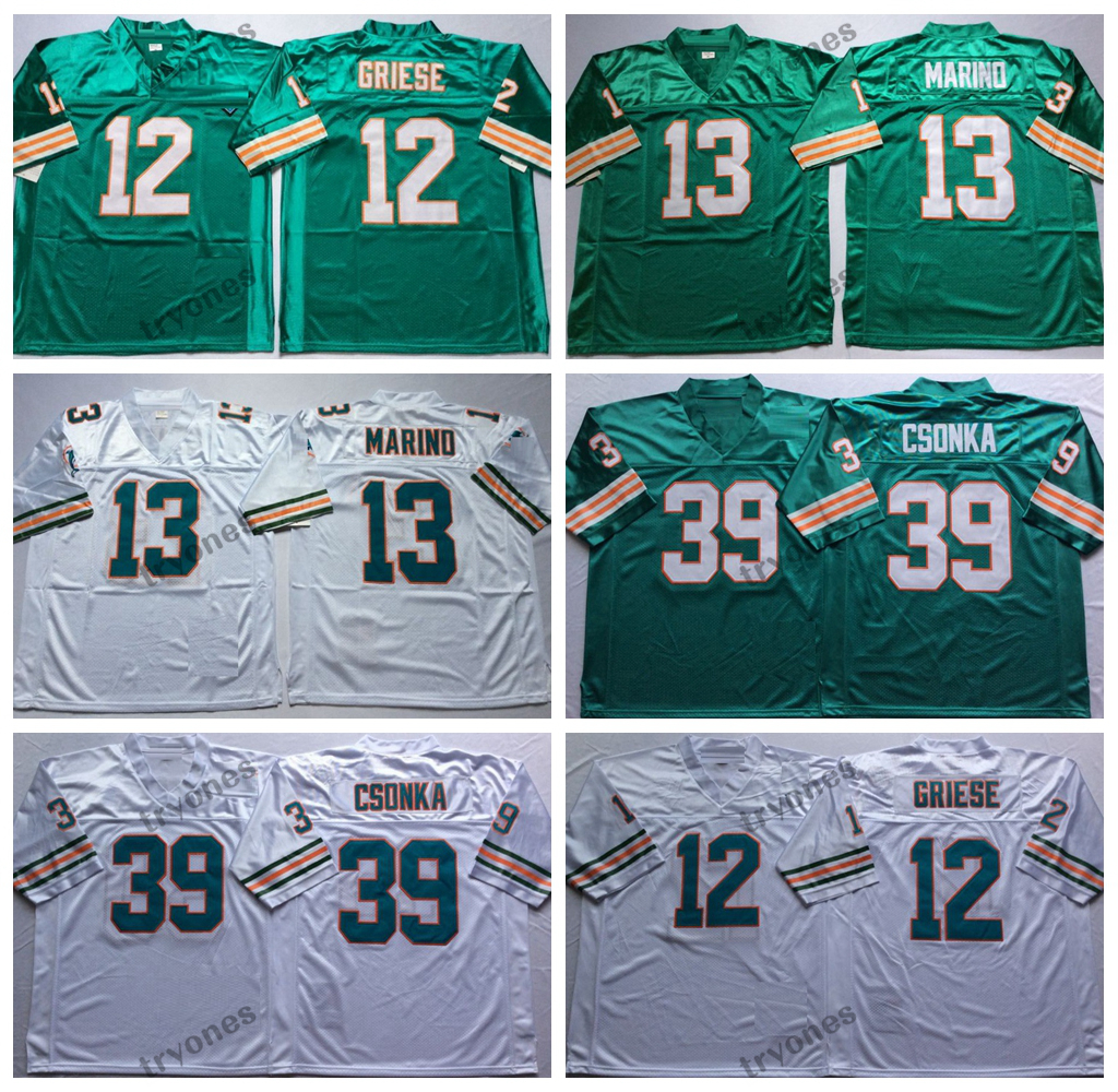Mens Vintage 12 Bob Griese 13 Dan Marino 39 Larry Csonka Football Jerseys Stitched Shirts Embroidery Teal Green Jersey, White13
Mens Vintage 12 Bob Griese 13 Dan Marino 39 Larry Csonka Football Jerseys Stitched Shirts Embroidery Teal Green Jersey, White13