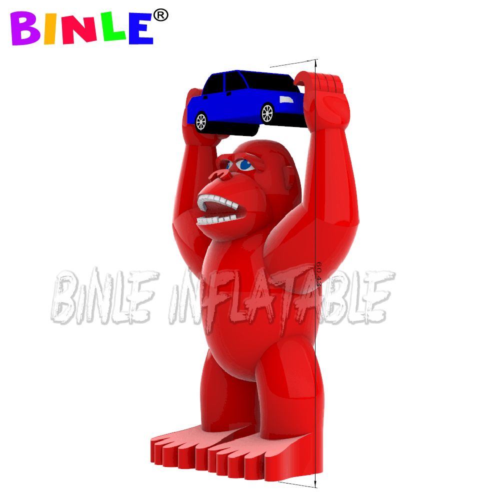 Advertising cartoon 7.5meters red green purple inflatable gorilla chimpanzee with car custom logo printed for promotion
