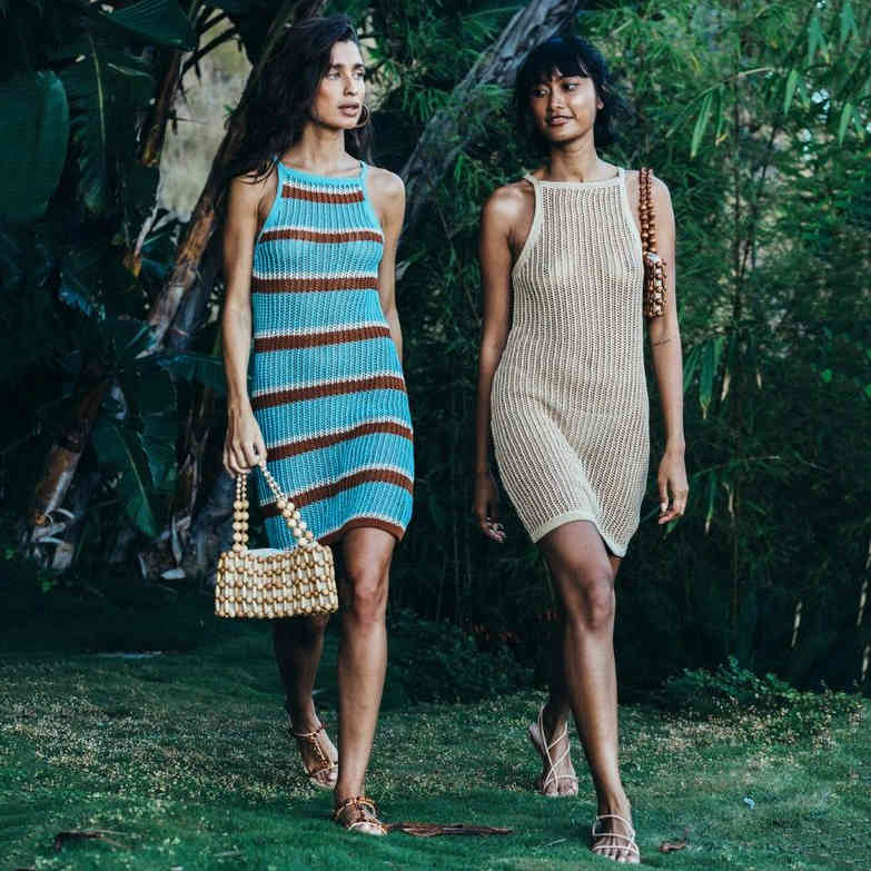 Sexy Striped Bikini Cover-ups Blue Crochet Tunic Elegant Sleeveless Women Summer Dress Beach Wear Swim Suit Cover Up Q1255 210420