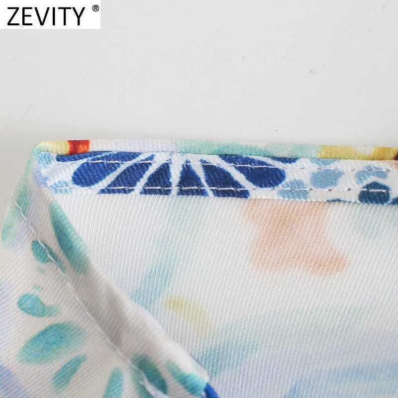 Zevity Women Sexy Strapless Halter Shirt Ladies Cloth Patchwork Floral Print Casual Blouse Roupas Chic Summer Blusas Tops LS9394 210603