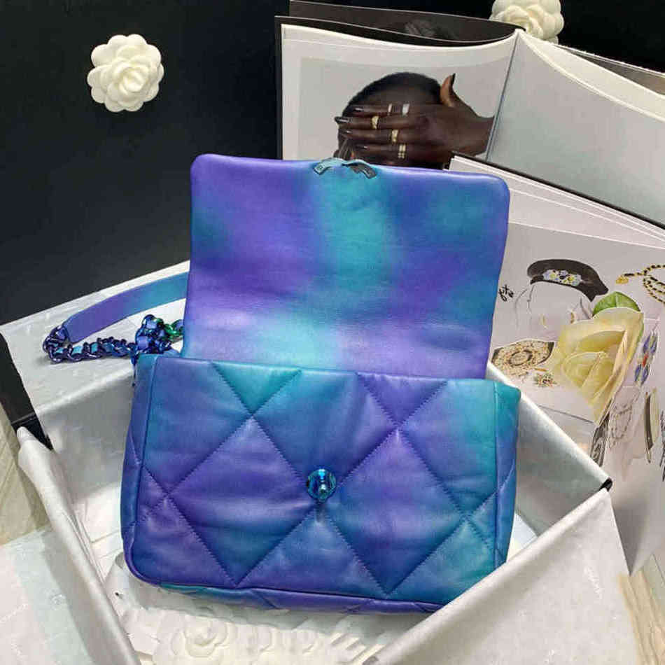 tie dyed calf flap bag 19 series purple genuine leather handbag shoulder Fashion Luxury designer