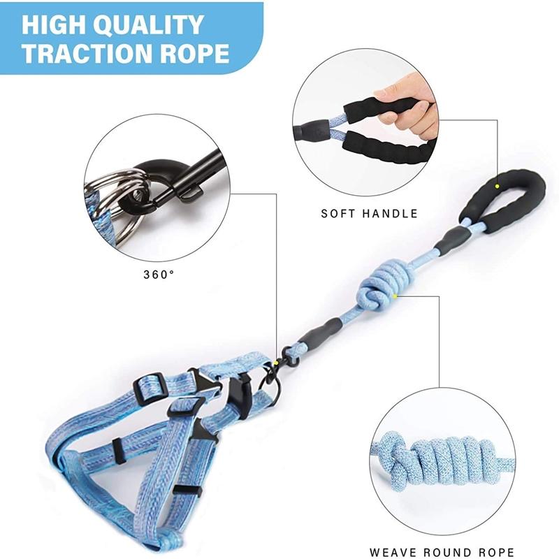 Dog Harness Leash Rope Set Adjustable Dogs Chest Back Traction Puppy Pet Nylon Durable Outdoor Walking Chain Belt Collars & Leashes