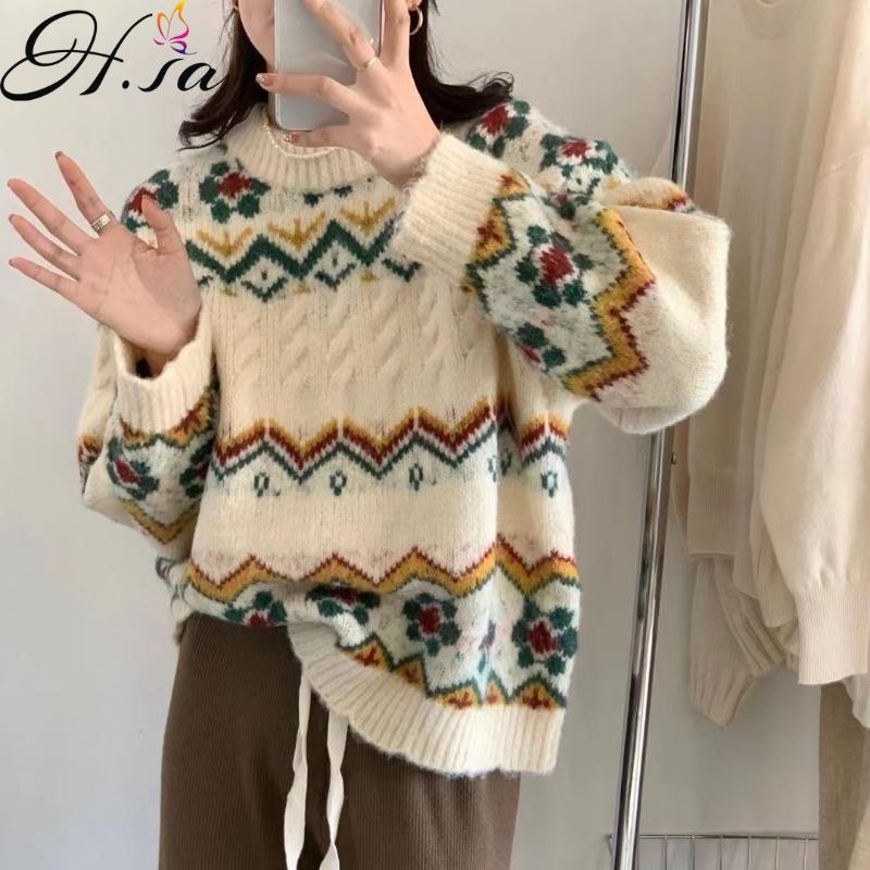 Women's Sweaters Hsa 2021 Autumn And Winter Chic Vintage Style Retro Flower Crew Neck Pullover Sweater Beige Warm Loose Top For Women, White;black
Women's Sweaters Hsa 2021 Autumn And Winter Chic Vintage Style Retro Flower Crew Neck Pullover Sweater Beige Warm Loose Top For Women, White;black