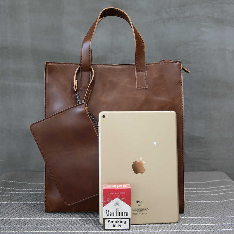 Vintage Men's Briefcase Business Office Bags Crazy horse Leather Handbag computer laptop Bag Casual maletin mujer 210809