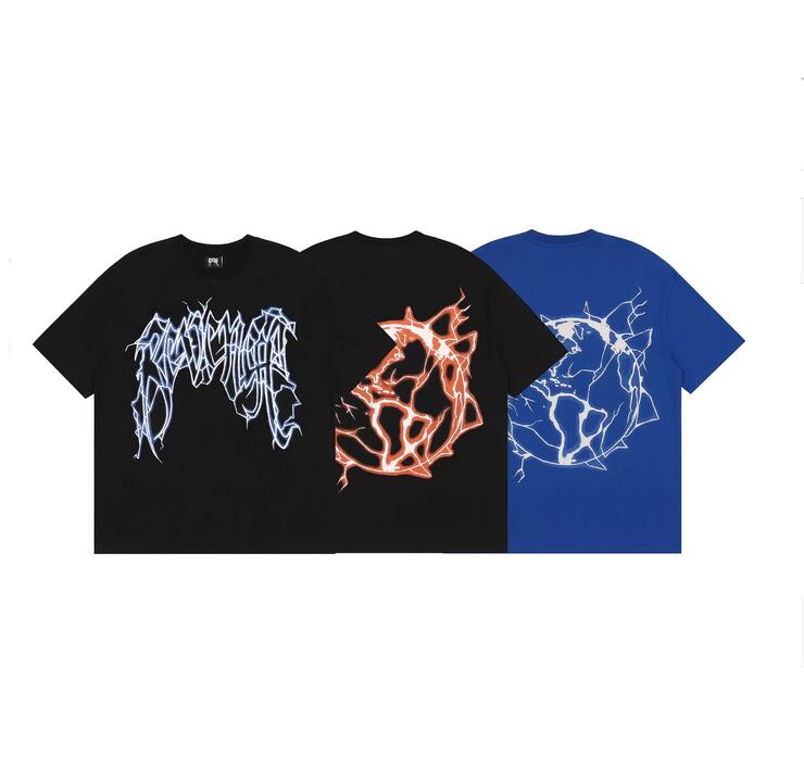 Revenge Thunder Lightning logo printing T Shirts men's and women's short-sleeved high street loose half-sleeved T-shirt couples, Cai blue
Revenge Thunder Lightning logo printing T Shirts men's and women's short-sleeved high street loose half-sleeved T-shirt couples, Cai blue