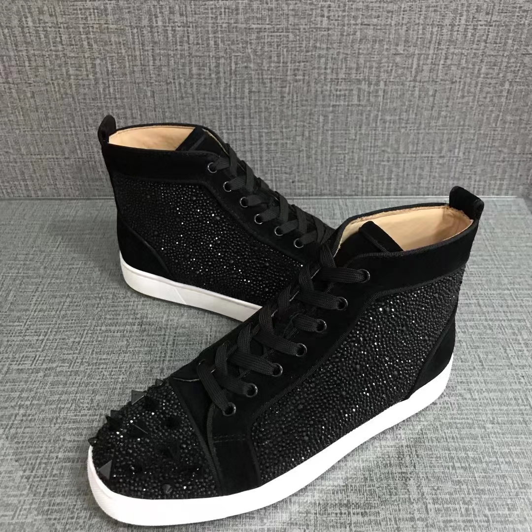 Elegant Famous Black Shiny Leather & Spikes Red Bottom Shoes Sneakers Men Women High Top Luxury Party Wedding No. Limited Skateborad Walking BOX,EU35-47
Elegant Famous Black Shiny Leather & Spikes Red Bottom Shoes Sneakers Men Women High Top Luxury Party Wedding No. Limited Skateborad Walking BOX,EU35-47