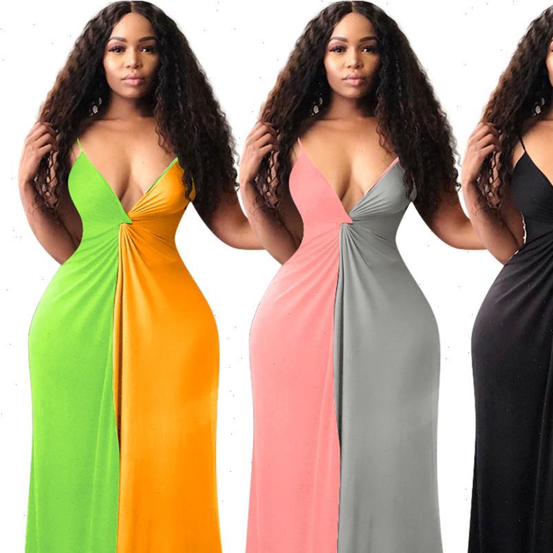 summer spaghetti strap high waist womens dresses v neck splicing long vintage vestidos glnk029, Black;gray
summer spaghetti strap high waist womens dresses v neck splicing long vintage vestidos glnk029, Black;gray