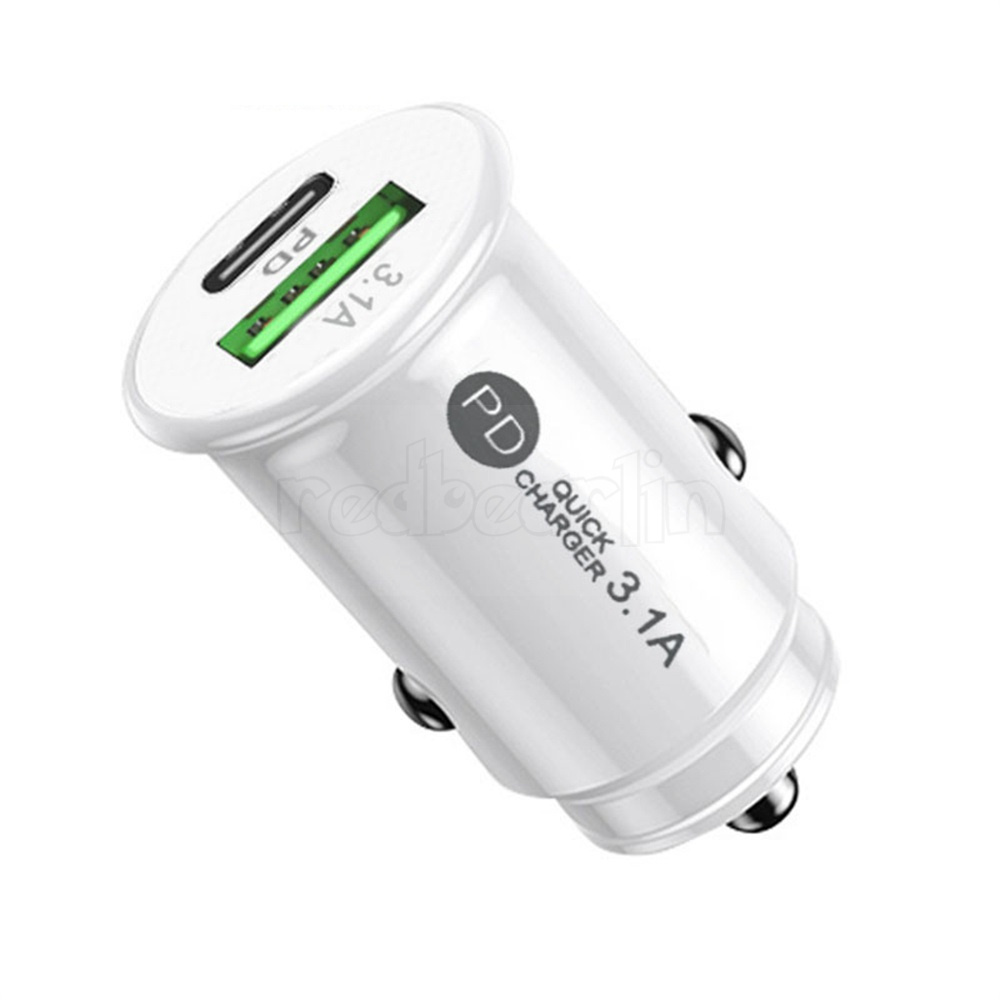 3.1A High Speed Dual Ports PD Car Charger USB-C Type c Car Chargers AutoPower Adapters Chargers For Ipad Iphone x xr 11 12 13 14 15 Samsung htc androi