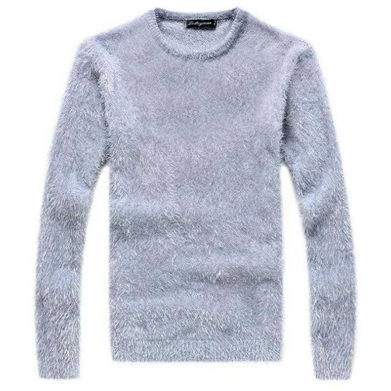 Sweater men's autumn and winter thick mohair long-sleeved O-neck knit pullover / fashion hot slim Slim thick warm sweater male Y0907