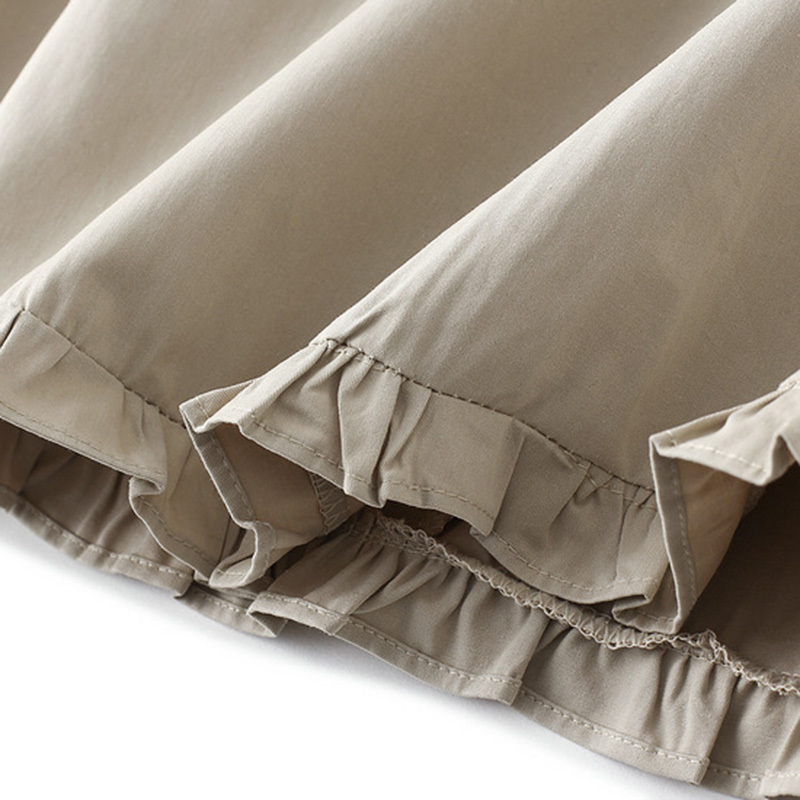 Women Skirts for Spring Summer Sweet grils 100% Cotton Womens A-line long pleated with reffules bottoms skirts 210524