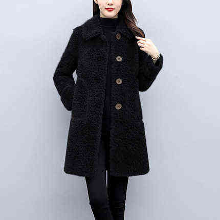 Winter Jacket Women Warm Faux Fur Lambswool Plush Coats Female Outerwear Korean Fashion Ladies Cardigans Long Sleeve Clothing 211123